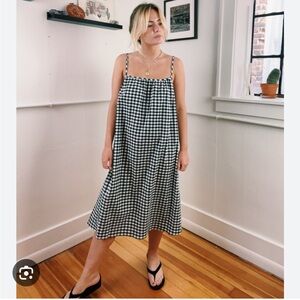 Blue and White Flowy Gingham Summer Dress